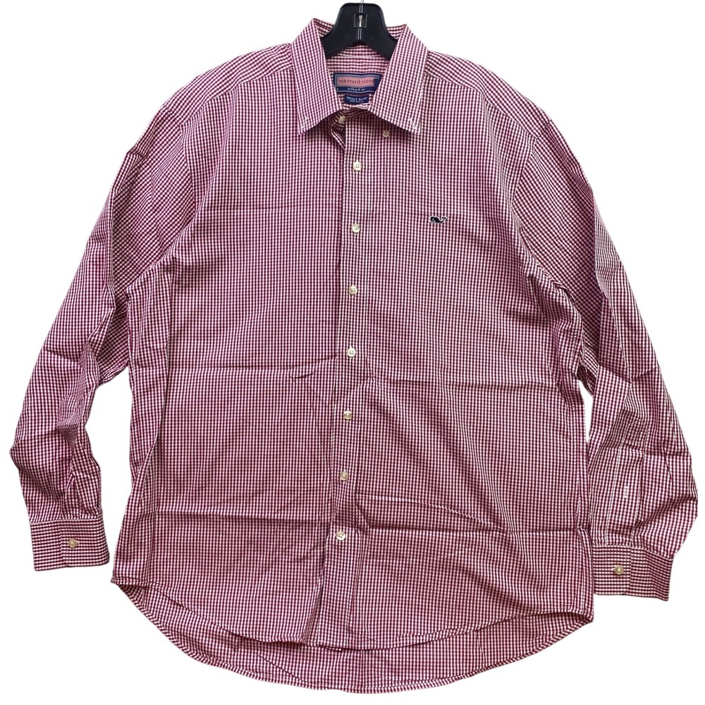 Vineyard Vines Shirt Mens‎ Large Red Gingham Button Down Preppy Academia Career